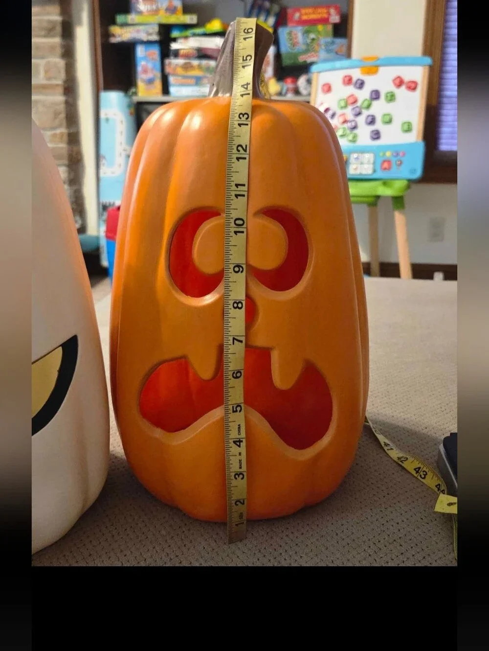 Orange Light up Pumpkin with Timer. Decorative Prop - Halloween Fall Decor.